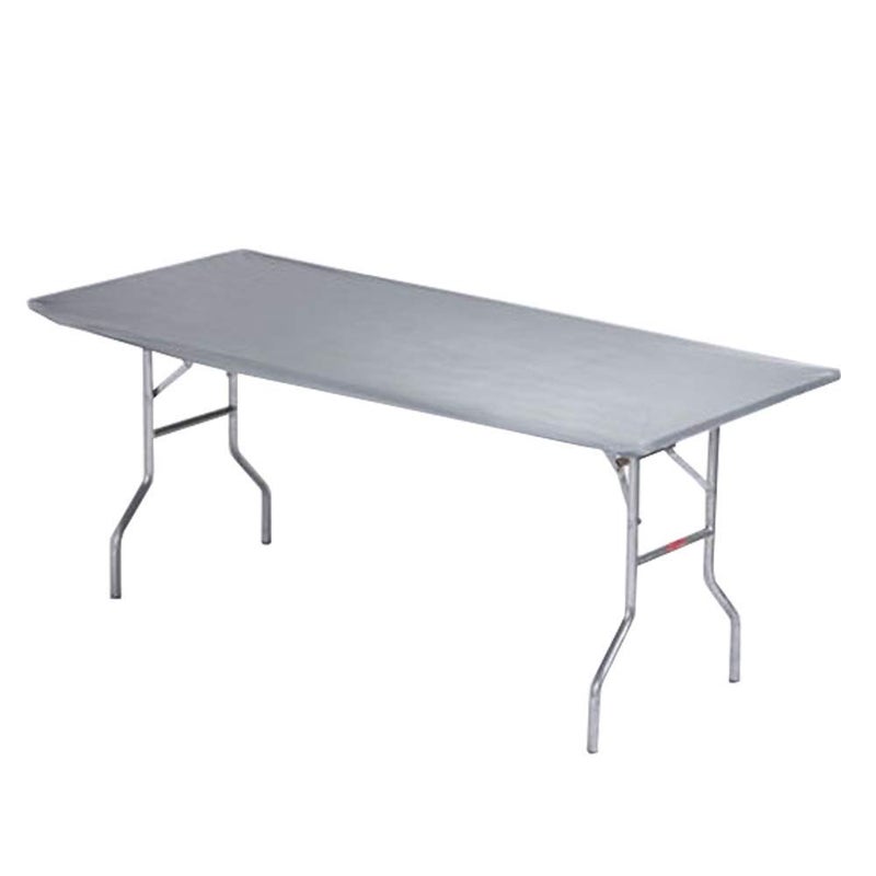 Kwik-Covers أغطية طاولات بلاستيكية مستطيلة 6' من كويك-كفرز 30" × 72"، حزمة من 5 (فضي معدني) - Image 1